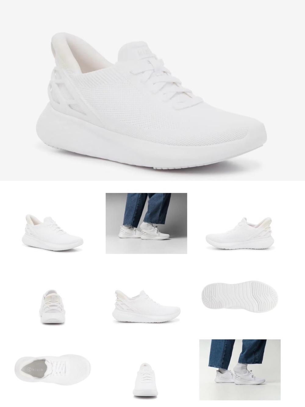Kizik Lightweight White Knit Running Sneakers